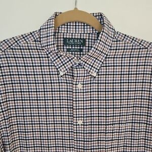 Ralph Lauren Men's Navy and White Plaid Shirt